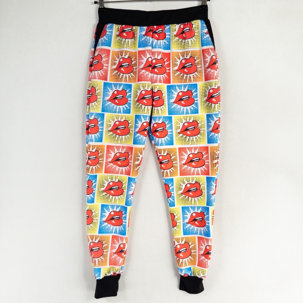 Kayden K Jogger Pants Mens Large Skinny Lips Pop Art Poly Stretch New Made USA